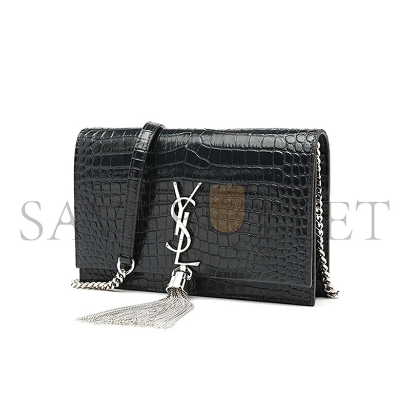 Y*L kate monogram tassel chain wallet in calfskin crocodile embossed 452159dnd1n1000 (19*12.5*4cm)